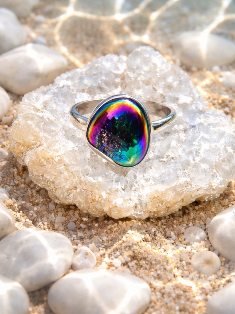 Titanium Aura Druzy Ring - Picture 14 of 15